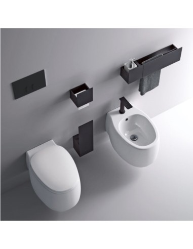 Agape Design  Pear2 Wc Sospeso In Ceramica Bianco Lucido Completo Di Sedile A Chiusura Rallentata