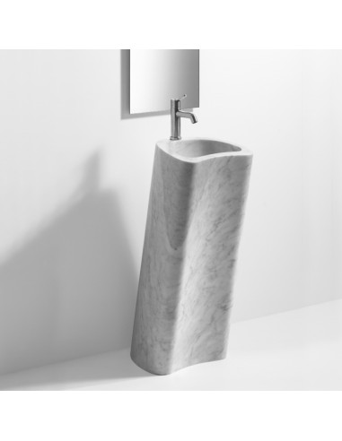 Agape Design Lito 2 Shaped Column Washbasin In White Carrara Marble