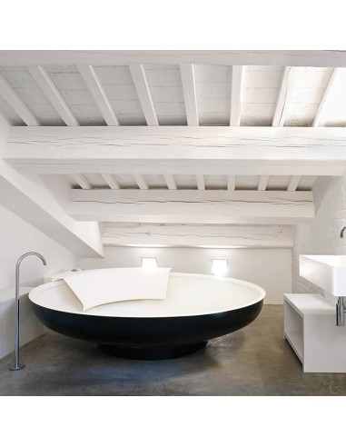 Agape Design Ufo Freestanding Round Bathtub In Glazed Stainless Steel