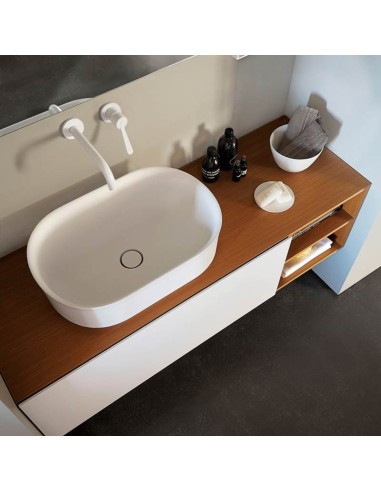 Agape Design Immersion Lavabo Da Appoggio Ovale In Cristalplant Bianco