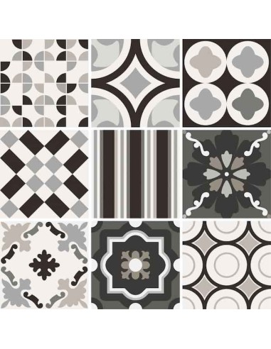 Ceramica Sant'Agostino Patchwork BlackandWhite Mix Piastrelle In Gres Porcellanato 20x20 Cm