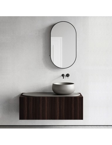 Ceramica Cielo Delfo 113 Lavabo Con Mobile Sospeso In Essenza Di Legno