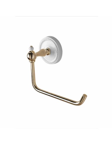 Devon & Devon Dorothy Light Gold Brass Toilet Roll Holder With White Ceramic Cap Cover Base