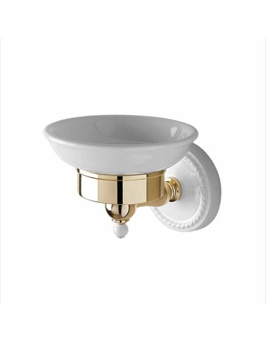 Devon & Devon Dorothy Wall Mounted Light Gold Brass Soap Dish With White Ceramic Cap Cover Base