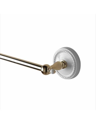 Devon & Devon Dorothy Light Gold Brass Towel Rail With White Ceramic Cap Cover Base