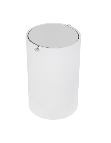 Decor Walther Stone Matt White Paper Bin With Satin Steel Lid