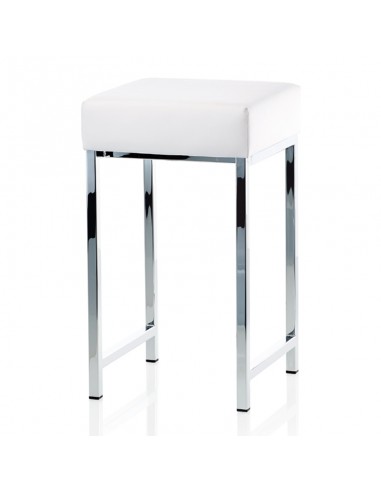 Decor Walther Eco-Leather Bathroom Stool With Chromed Details