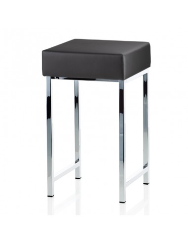 Decor Walther Eco-Leather Bathroom Stool With Chromed Details