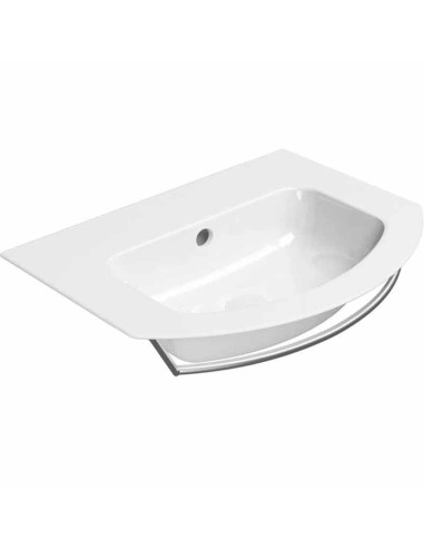 Gsi Ceramica Pura Lavabo Sospeso D'Appoggio Con Piletta In Ceramica E Portasciugamani Cromato