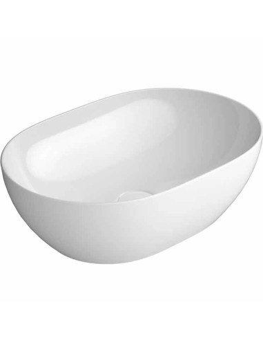 Gsi Ceramica Pura Lavabo Da Appoggio Ovale Con Piletta In Ceramica