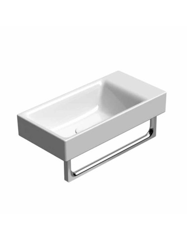 Gsi Ceramica Nubes Wall Hung Handbasin With Ceramic Drain And Chromed Towel Rail