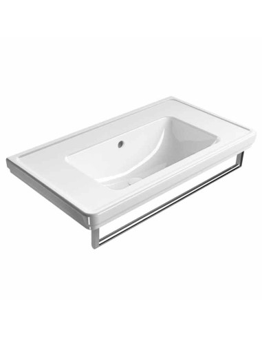 Gsi Ceramica Classic Rectangular Suspended Washbasin With Chromed Towel Rail