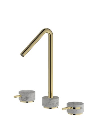 Ib Rubinetterie Marmo L Deck Mounted Washbasin Mixer With Marble Details