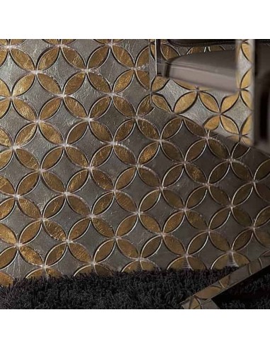 Lithos Mosaico Italia Acqualine Bloom 75 Modular Marble Decoration With Metal Leaves Finishings