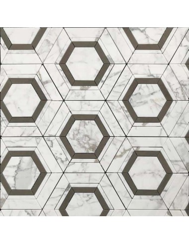 Lithos Mosaico Italia Rewind Masterpieces Pannello11 Concentric Hexagonal Modules In Polychrome Marble