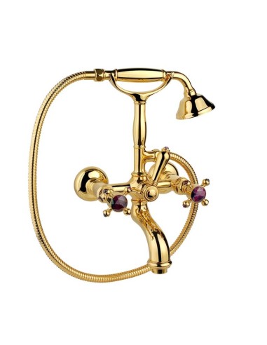 Nicolazzi Le Pietre Gold Bathtub Set With Handshower And Natural Stones Set