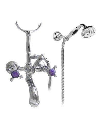 Nicolazzi Le Pietre Chromed Bathtub Set With Duplex Shower And Natural Stones Set