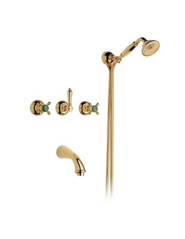 Nicolazzi Le Pietre Gold Bathtub Set With Central Spout And Natural Stones Set