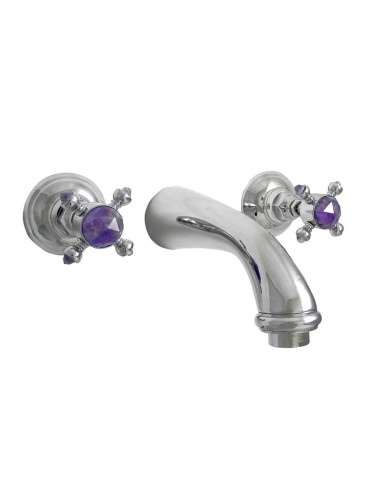 Nicolazzi Le Pietre Wall Mounted Chromed Washbasin Mixer With Natural Stones Set