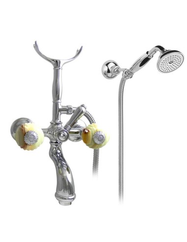 Nicolazzi Onice Chromed Bathtub Set With Duplex Shower And Natural Onix Handles