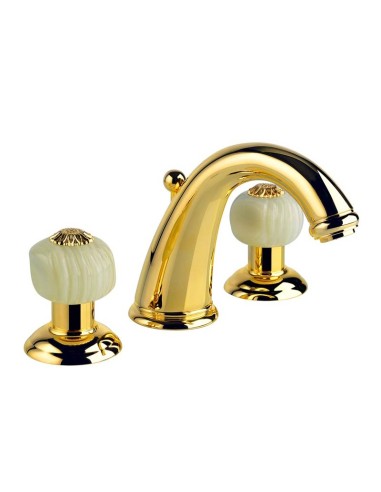 Nicolazzi Onice Gold Washbasin Mixer With Natural Onix Handles