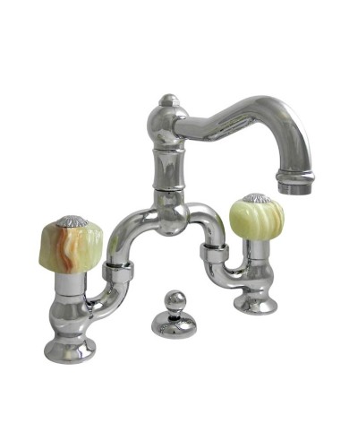 Nicolazzi Onice Chromed Bridge Faucet With Natural Onix Handles