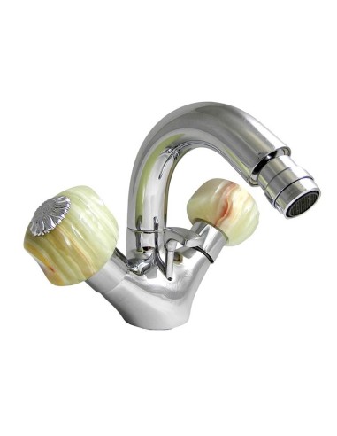 Nicolazzi Onice Chromed Single Hole Bidet Mixer With Natural Onix Handles