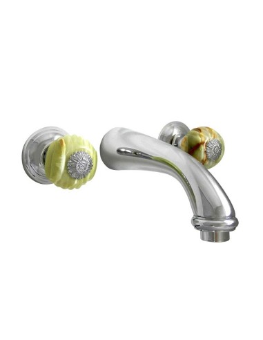 Nicolazzi Onice Wall Mounted Chromed Washbasin Mixer With Natural Onix Handles