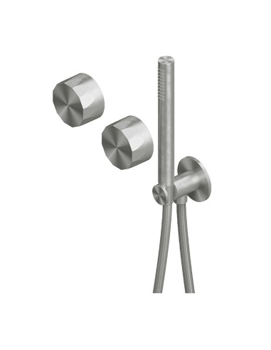 Quadro Design Hb 2 Hydroprogressive Shower Mixer Set In Satin Steel