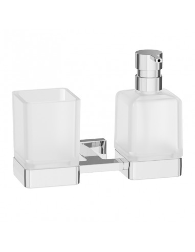 Inda Lea Double Support With Glass Tumbler And Soap Dispenser