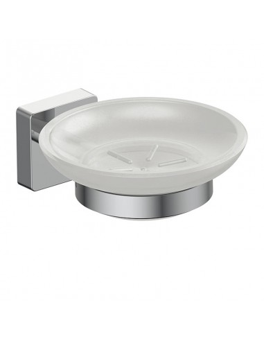 Inda Forum Quadra Soap Dish Holder With Satined Glass Container