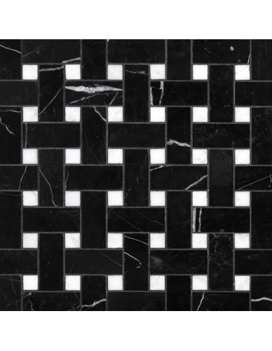 Devon & Devon Elite 6 Black Marquinia And White Carrara Marble Floor Tiles 35x35 Cm