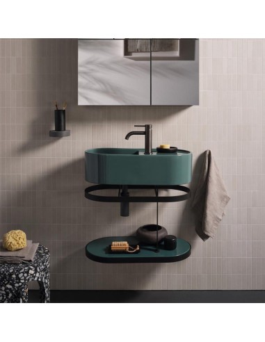 Ceramica Cielo Les Petites Lavabo Da Appoggio Ovale Con Struttura Metallica