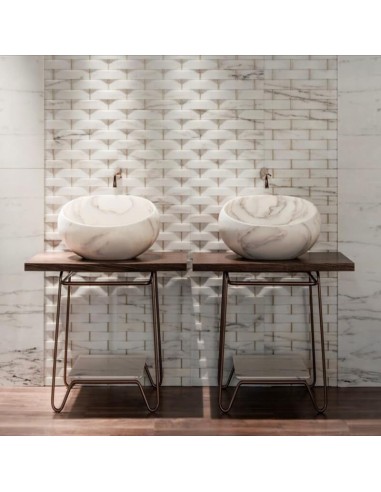 Kreoo Gong Large Ellipsoidal Countertop Washbasin In Marble