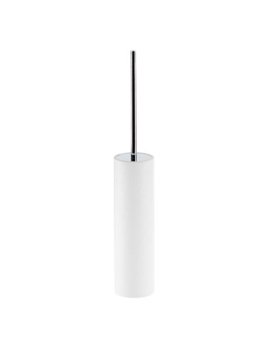 Decor Walther Stone Freestanding Matt White And Chromed Toilet Brush Holder