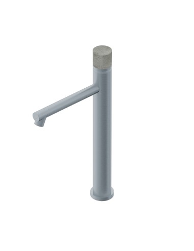 Ritmonio Diametro35 Inox Concrete Brushed Steel Washbasin Mixer With Handle Without Lever