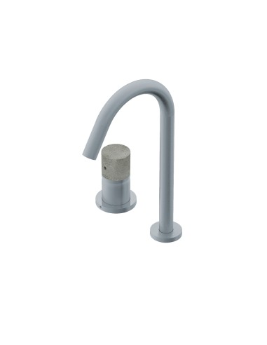 Ritmonio Diametro35 Inox Concrete Brushed Steel Washbasin Mixer With Swivel Spout