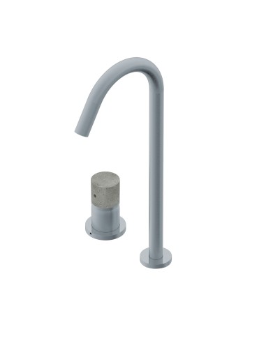 Ritmonio Diametro35 Inox Concrete Brushed Steel Washbasin Mixer With Swivel Spout